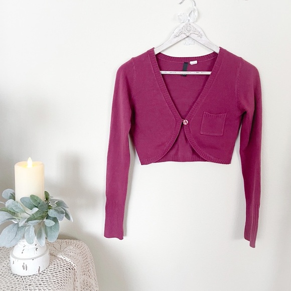 H&M Crop Purple Pink Long Sleeves Layering Top / Jacket - Picture 4 of 11
